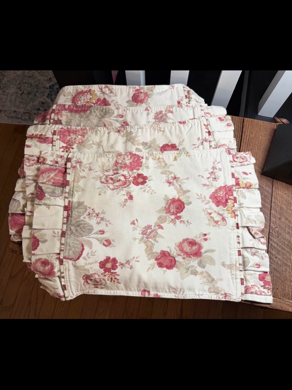 Set of (4) vintage Waverly Garden Room Norfolk Rose reversible fabric placemats
